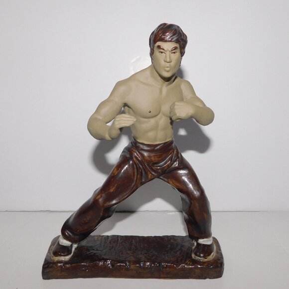 Vintage  Bruce Lee 9" Ceramic Figure Figurine Sculpture Statue Kung Fu - Picture 1 of 9
